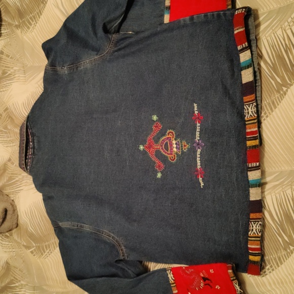 Vintage Women's S Collection Aztec Inspired Embroidered Denim Jacket Medium #700 - Picture 9 of 9
